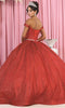 Vestido de gala con hombros descubiertos y purpurina - May Queen LK176