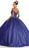 Vestido de gala con hombros descubiertos y purpurina - May Queen LK176