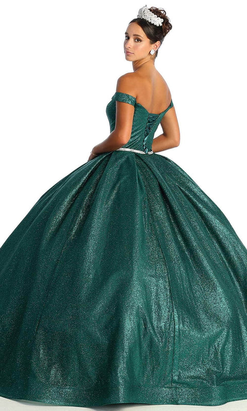 Off Shoulder Glittered Ballgown - May Queen LK176