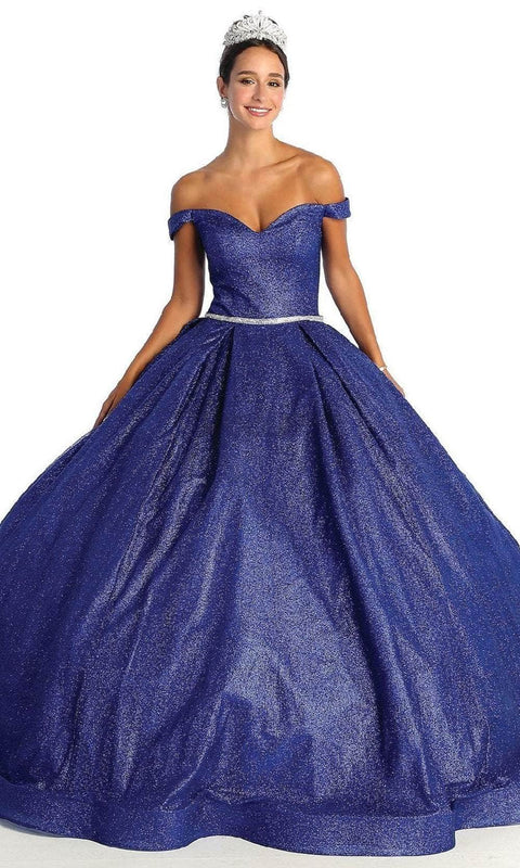 Off Shoulder Glittered Ballgown - May Queen LK176