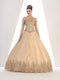 Strapless Sweetheart Gold Lace Embellished Ballgown - May Queen