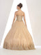 Strapless Sweetheart Gold Lace Embellished Ballgown - May Queen