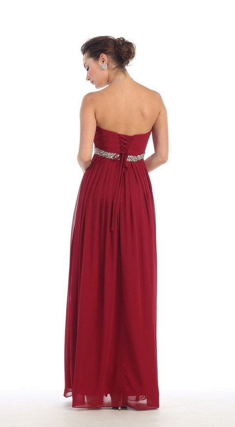 Strapless Bejeweled A-Line Gown - May Queen MQ-1169