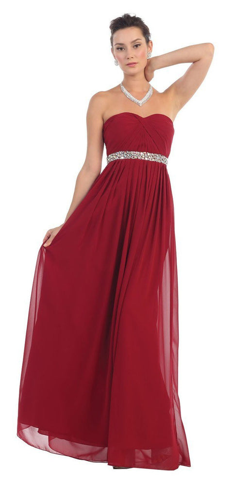 Strapless Bejeweled A-Line Gown - May Queen MQ-1169