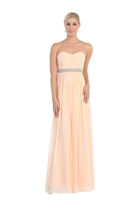 Strapless Bejeweled A-Line Gown - May Queen MQ-1169
