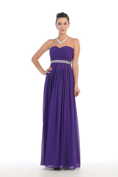 Strapless Bejeweled A-Line Gown - May Queen MQ-1169
