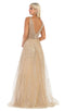 Sleeveless V-Neck Glitter Tulle A-Line Gown - May Queen MQ-1623
