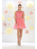 Illusion Two Piece Lace and Tulle Cocktail Dress - May Queen MQ1268