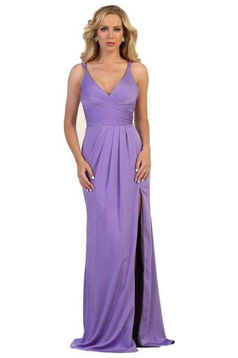 Sleeveless Pleated High Front Slit A-Line Dress - May Queen MQ1469