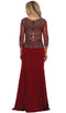 Quarter Length Sleeve Lace Sheath Evening Dress - May Queen MQ1505