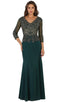 Quarter Length Sleeve Lace Sheath Evening Dress - May Queen MQ1505