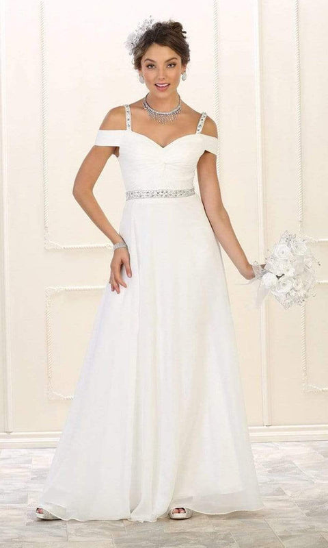 Embellished Cold Shoulder Knotted A-Line Gown - May Queen MQ1515