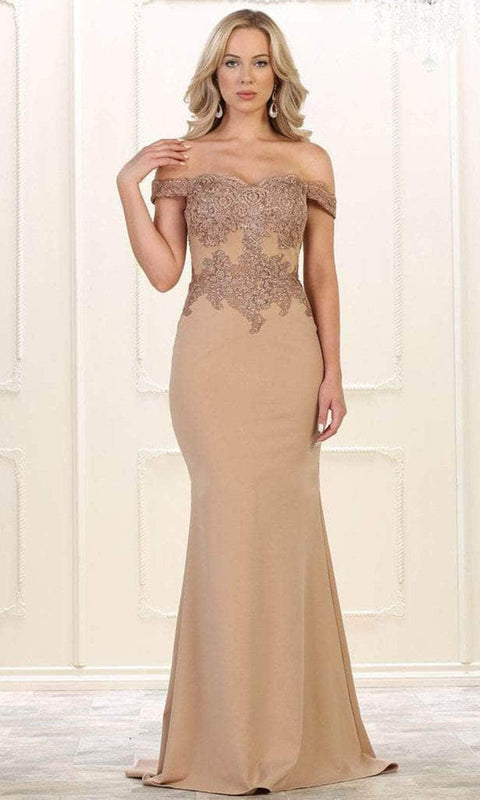 Appliqued Trumpet Long Gown - May Queen MQ1529