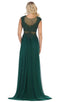 Embellished V-neck A-line Dress With Train - May Queen MQ1580