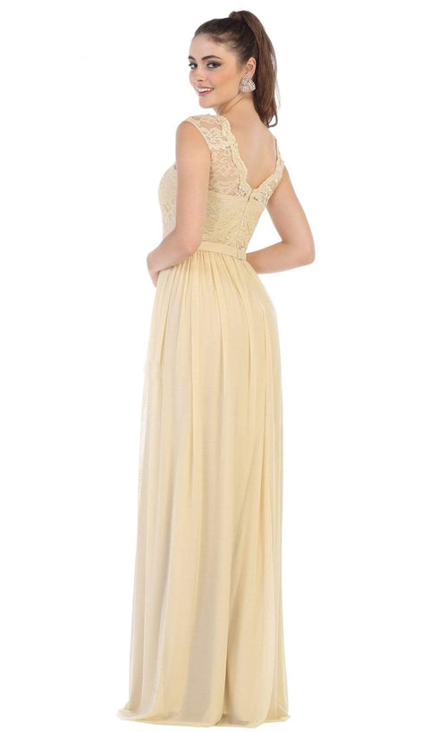 Lace Cap Sleeve Bateau A-line Dress - May Queen MQ1590
