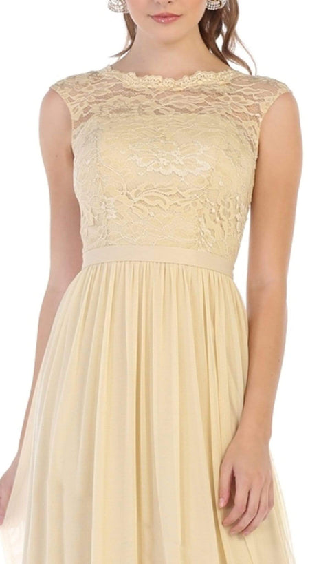 Lace Cap Sleeve Bateau A-line Dress - May Queen MQ1590
