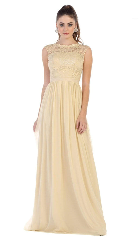 Lace Cap Sleeve Bateau A-line Dress - May Queen MQ1590