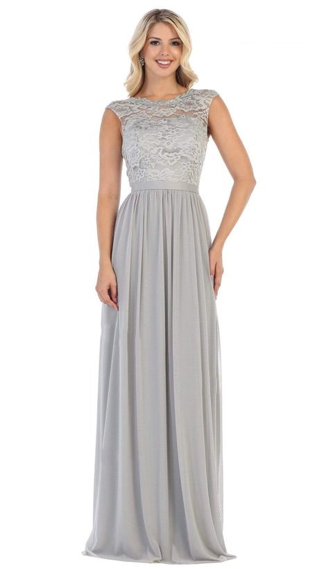 Lace Cap Sleeve Bateau A-line Dress - May Queen MQ1590