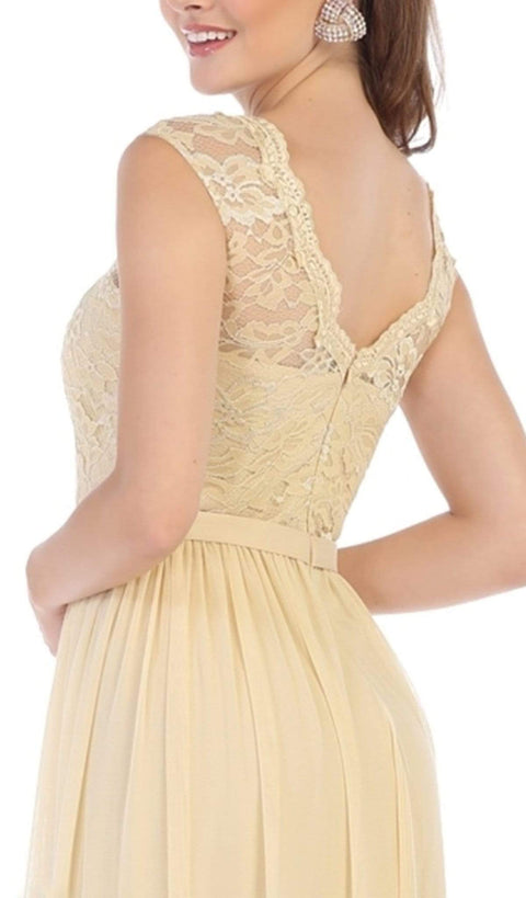 Lace Cap Sleeve Bateau A-line Dress - May Queen MQ1590