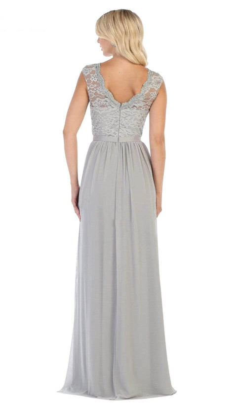 Lace Cap Sleeve Bateau A-line Dress - May Queen MQ1590