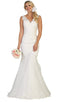 Embroidered V-neck Mermaid Dress With Train - May Queen MQ1598