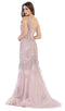 Embroidered V-neck Mermaid Dress With Train - May Queen MQ1598