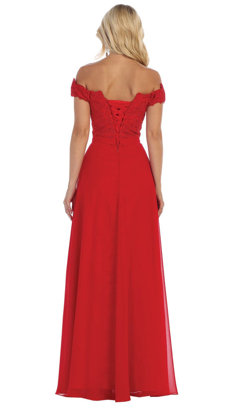 Applique Off-Shoulder A-line Gown - May Queen MQ1601B