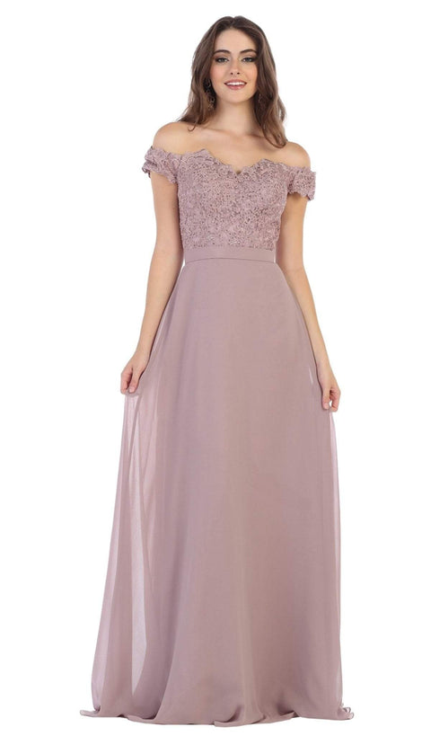 Applique Off-Shoulder A-line Gown - May Queen MQ1601B
