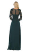 Illusion Quarter Sleeve Appliqued Sheath Gown - May Queen MQ1637