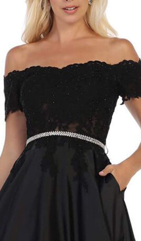 Lace Off-Shoulder A-Line Dress - May Queen MQ1639