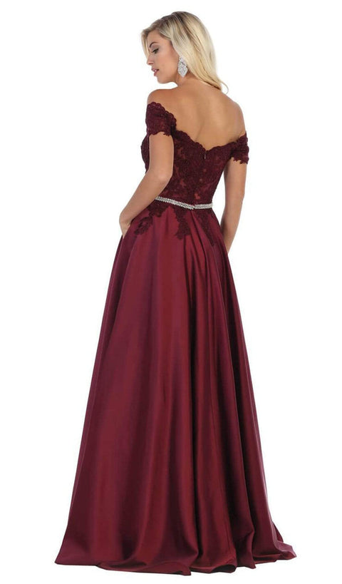Lace Off-Shoulder A-Line Dress - May Queen MQ1639