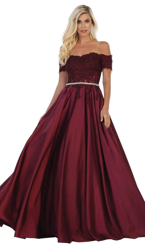 Lace Off-Shoulder A-Line Dress - May Queen MQ1639