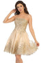 Strapless Scallop Neckline Embellished Short Dress - May Queen MQ1650