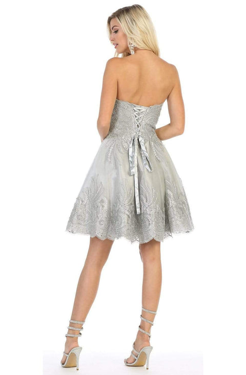 Strapless Scallop Neckline Embellished Short Dress - May Queen MQ1650