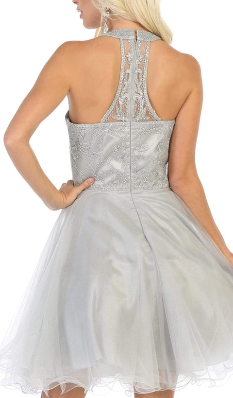 Halter Neck Embroidery Embellished Cocktail Dress - May Queen