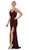 Draping Surplice Bodice High Slit Gown - May Queen MQ1666