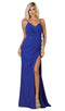 Draping Surplice Bodice High Slit Gown - May Queen MQ1666