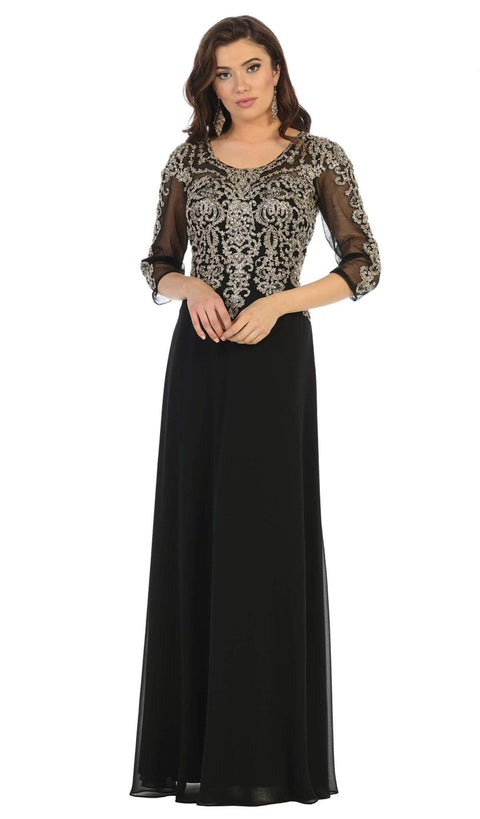 Beaded Appliques A-Line Dress - May Queen MQ1670