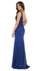 Embroidered Plunging V-neck Trumpet Dress - May Queen MQ1674