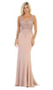 Embroidered Plunging V-neck Trumpet Dress - May Queen MQ1674