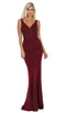 Embroidered Plunging V-neck Trumpet Dress - May Queen MQ1674