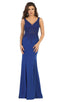 Embroidered Plunging V-neck Trumpet Dress - May Queen MQ1674