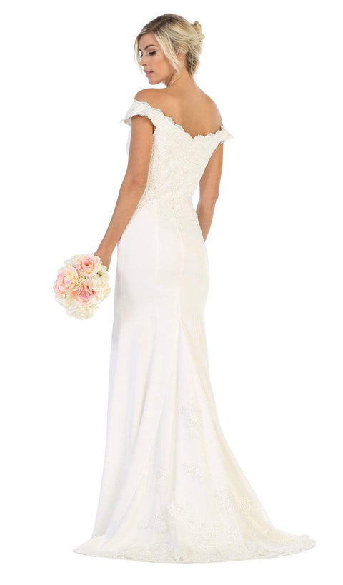 Embellished Plunging Off-Shoulder Trumpet Dress - May Queen