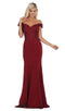 Embellished Plunging Off-Shoulder Trumpet Dress - May Queen