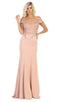 Embellished Plunging Off-Shoulder Trumpet Dress - May Queen