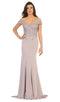 Embellished Plunging Off-Shoulder Trumpet Dress - May Queen