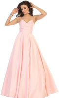 Spaghetti Straps Corset Back Long Satin Gown - May Queen MQ1678