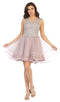 Embellished Illusion Bateau Tiered A-line Dress - May Queen MQ1681