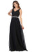 Embroidered Plunging V-neck A-line Gown - May Queen MQ1701