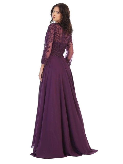 Embroidered Illusion Jewel A-Line Dress - May Queen MQ1706